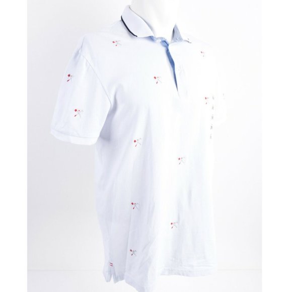 Zara Mens Bright White Golf Clubs Embroidered Short Sleeve Polo Shirt - Picture 1 of 7